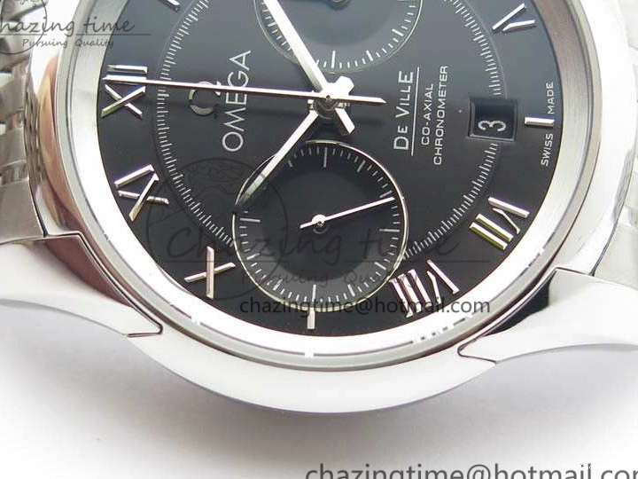 0402 De Ville Chronograph SS OMF 1:1 Best Edition Black Dial On SS Bracelet A Attractive 8150